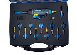 Obrázek pro produkt AKCE - Sada 11 dílů - technické frézy OCEL + GOLD 12 s bruskou AIRCRAFT