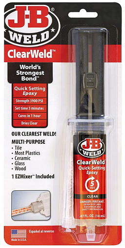 Obrázek pro produkt J-B WELD 50114 čiré rychloschnoucí epoxidové lepidlo ClearWeld ( 14ml ) + směšovač