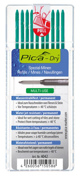 Obrázek pro produkt Pica Dry - tuhy vodě odolné pro obkladače - zelená ( 10ks )