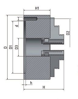 Obrázek pro produkt 4-čelisťové sklíčidlo s nezávisle stavitelnými čelistmi ø 100 mm